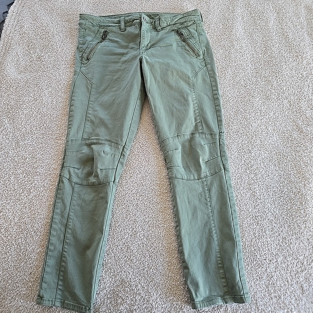 American Eagle Jegging Ankle Super Stretch Women's Size 10 Green‎ Zipper Accents